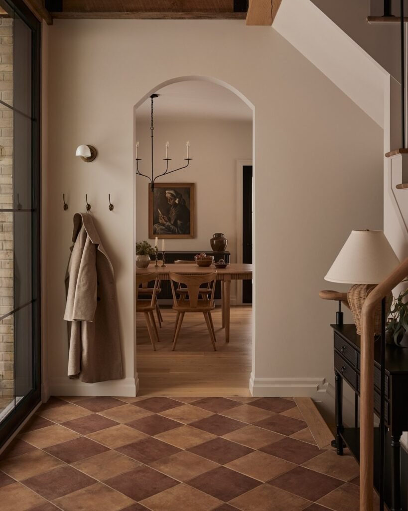 Entryway with checkerboard floors