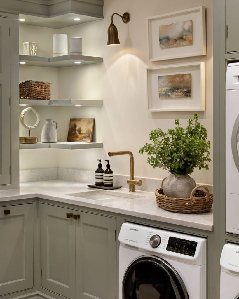 laundry room with art