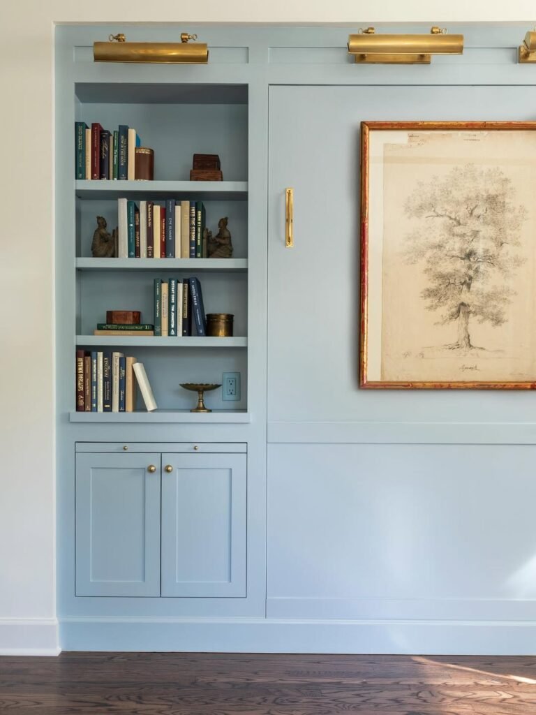 beautiful light blue murphy bed decoration