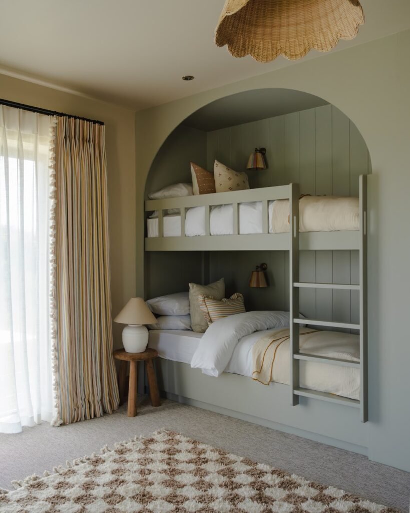 cute green color bunk beds