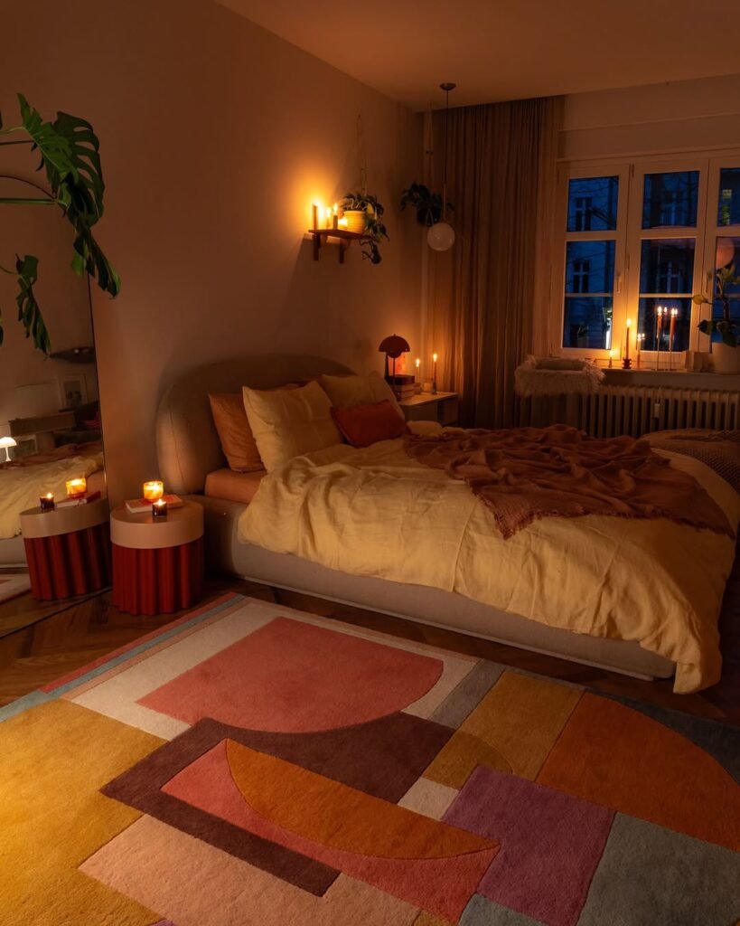 evening vibes in this cozy and decorated bedroom