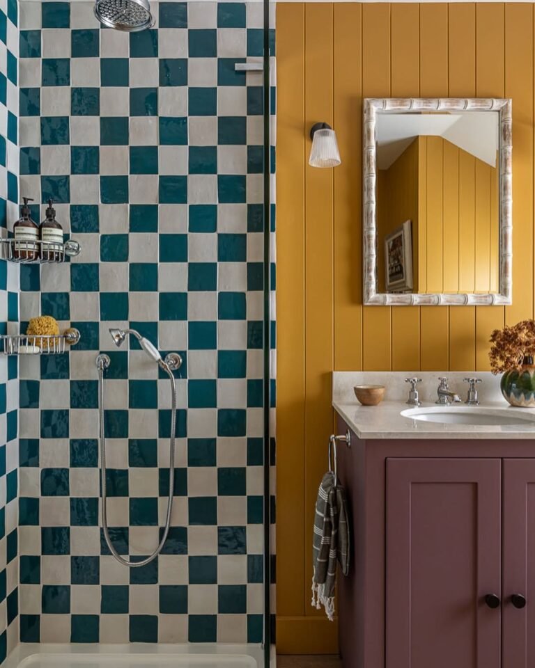 india yellow by farrow & ball in beautiful bathroom