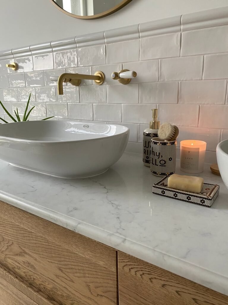 bathroom's beautifuly curated couter tops and tiles