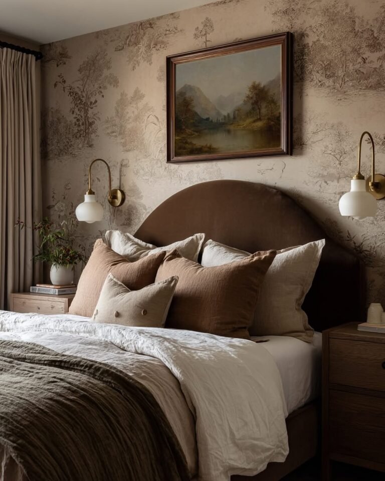 cozy quite bedroom with fresh sheets, layered neutrals,