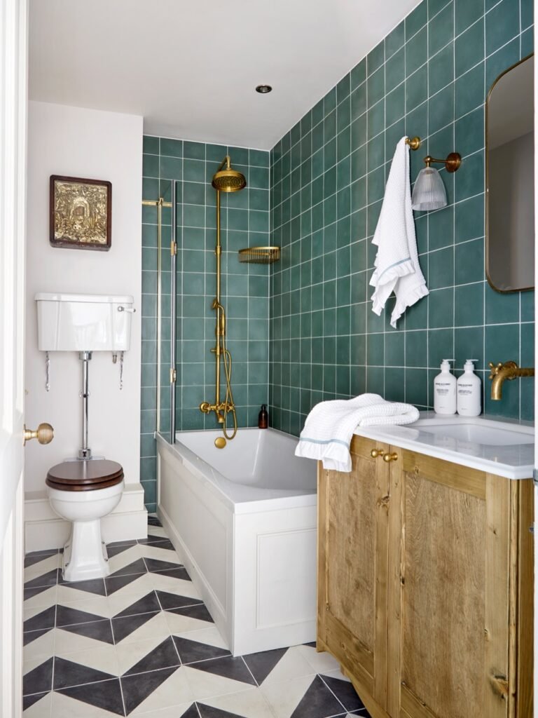 mahogany wood bathroom seat bathroom decoration with beautfuly designed tiles